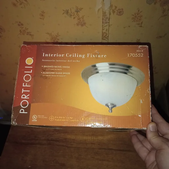 Portfolio Interior Ceiling Fixture #170552 Brushed Nickel Finish Alabaster Shade - Picture 14 of 16